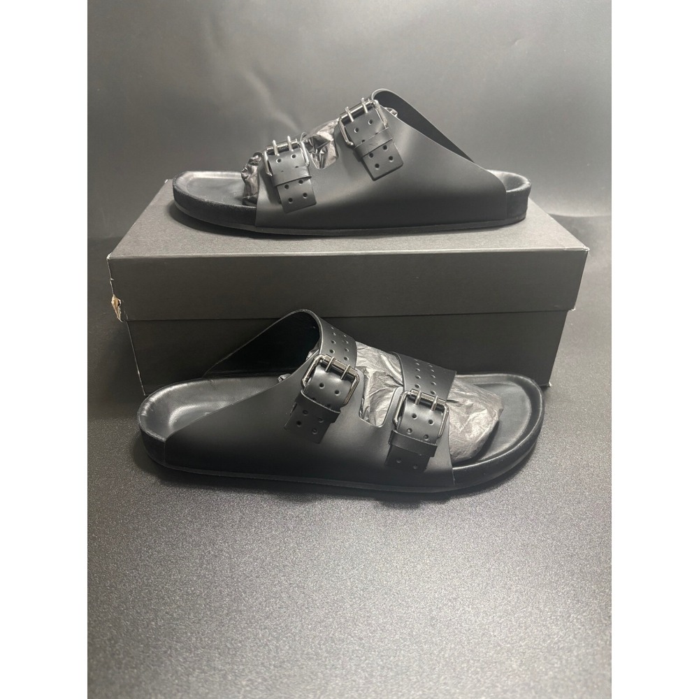 The Kooples NEW Slides Sandals Buckle‎ Accents Black FR 44/U10